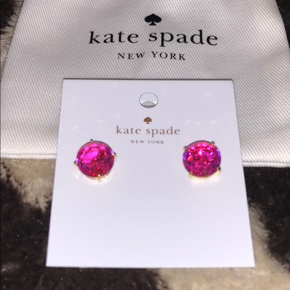 Super Cute Kate Spade ♠️ Fuchsia Gumdrop Earrings - Picture 2 of 4
